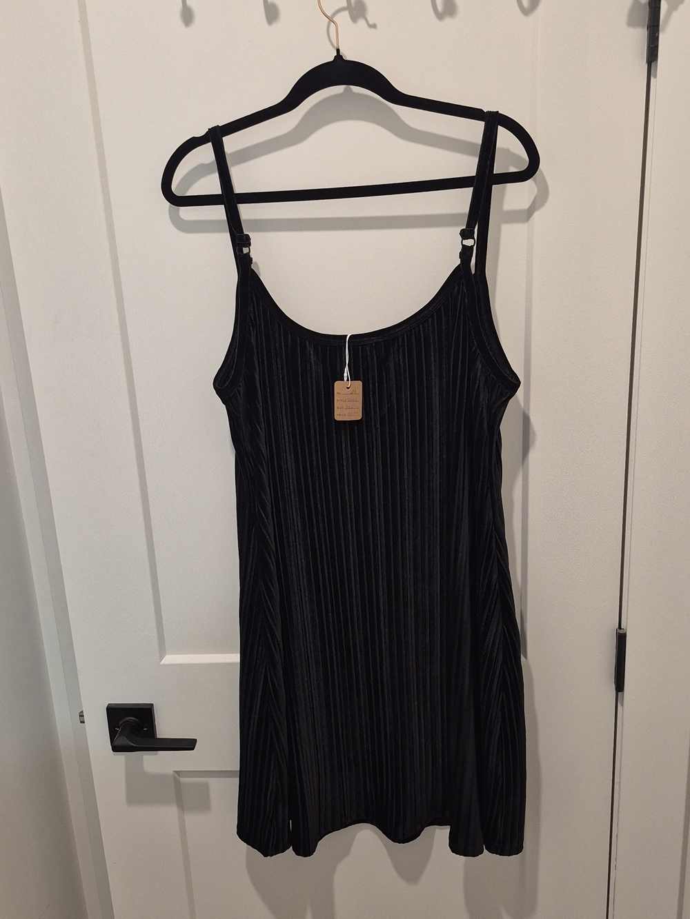 American Eagle Black Velvet Ribbed Slip Dress
